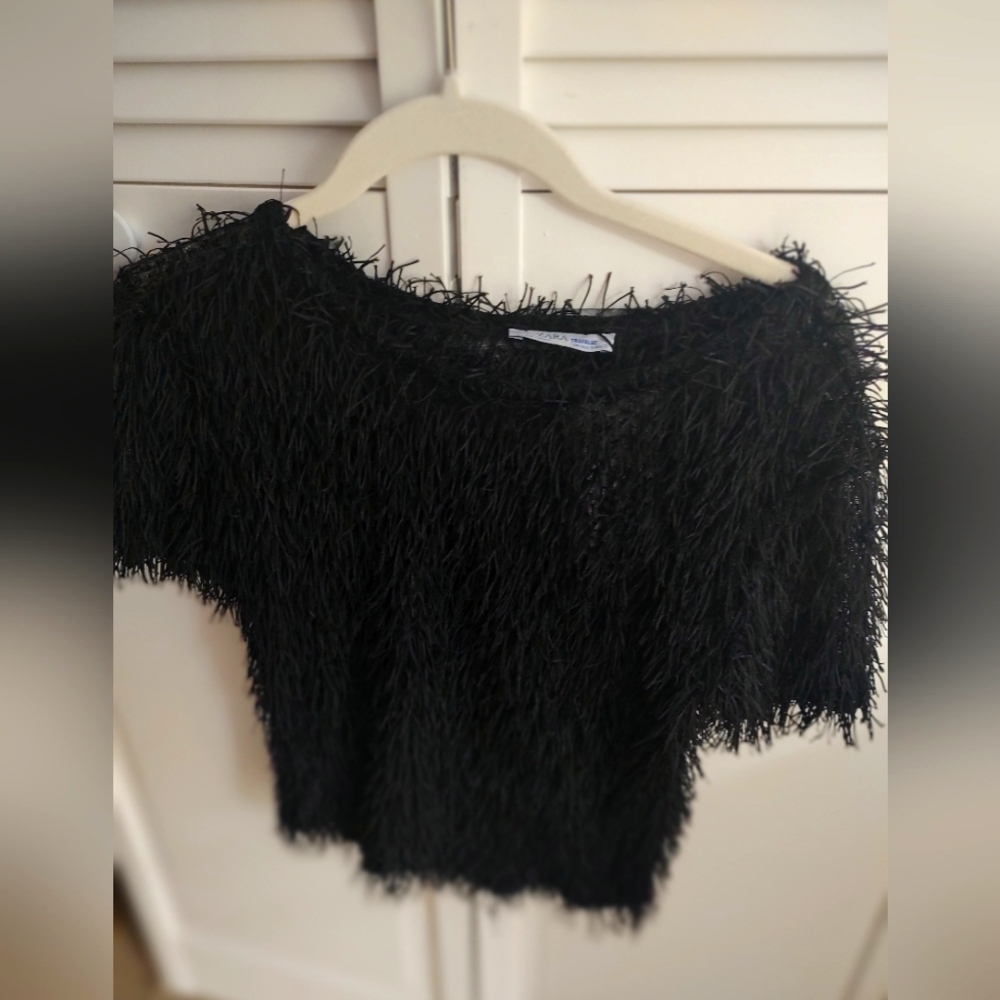 Zara Textured Fringe Short Sleeve Top - Picture 2 of 6